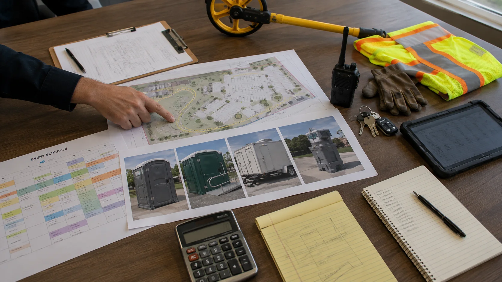 Site plan and equipment details used to prepare a rental quote