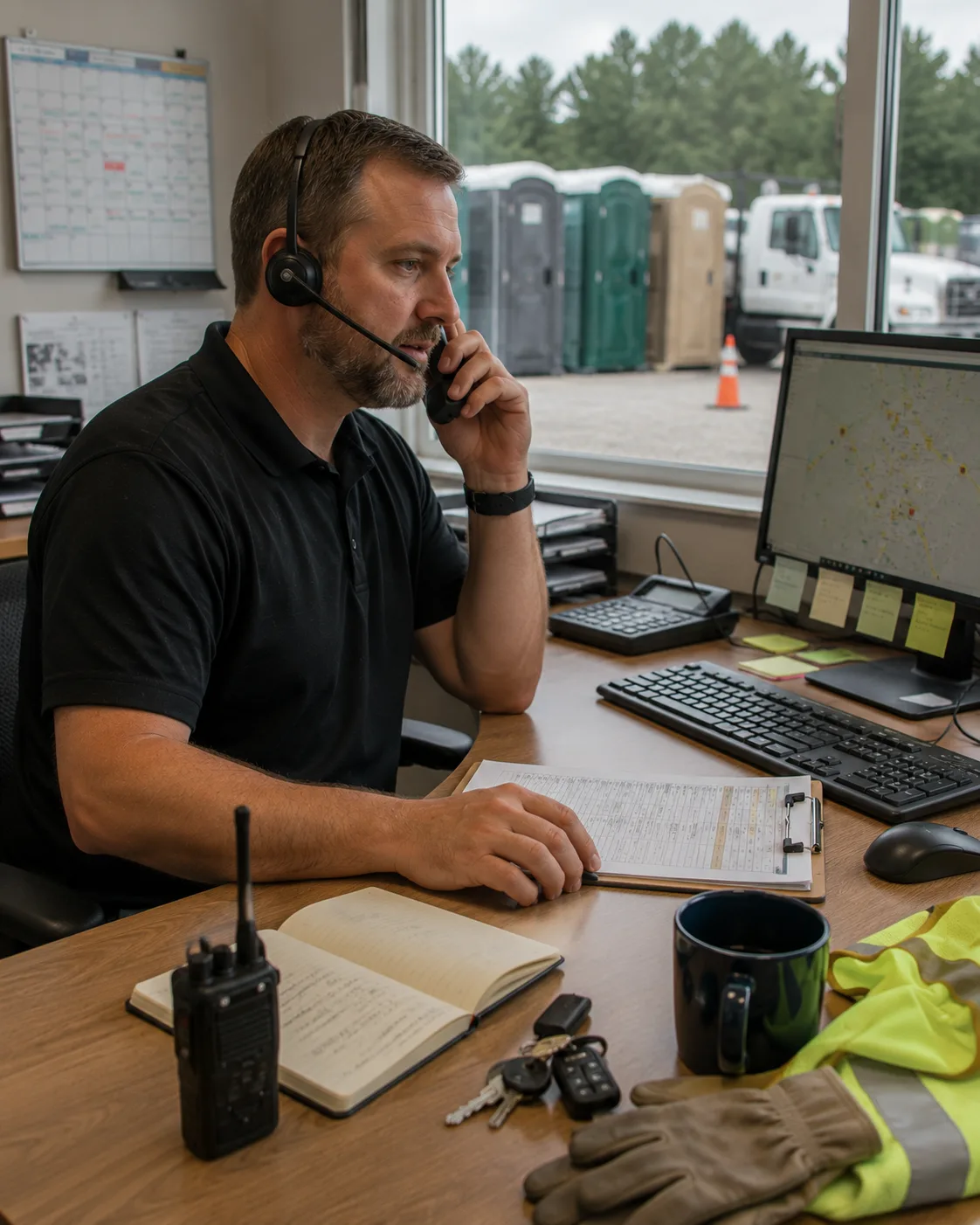 Rental specialist helping a customer by phone